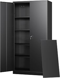 Letaya Metal Garage Storage Cabinets with Lock Door and Adjustable Shelves, Steel Tool Cab