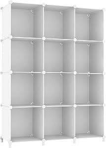 AWTATOS Cube Storage Organizer Storage 12 Cube Bookshelf DIY Plastic Closet Clothes Storag