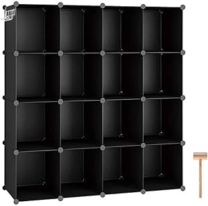 C&AHOME Cube Storage Organizer, 16-Cube Shelves Units, Plastic Storage Cubes, DIY Clos