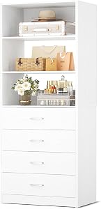 Aheaplus Closet Drawers System, 21.3" Wood Closet Organizer System with 4 Drawers, Mo