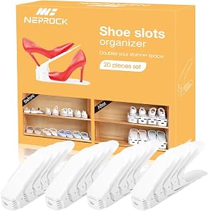Neprock Shoe Slots Organizer, 20 Pack Adjustable Shoe Rack Stacker Storage Space Saver, Do
