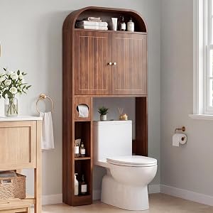 LEVNARY 31" Wide Over the Toilet Storage with Toilet Paper Holder, Arched Bathroom Or