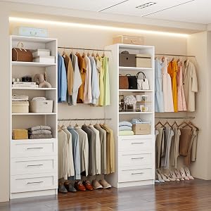 Closet System with 6 Drawers, 5-14FT Custom Closet Organizer System with 8 Expandable Hang