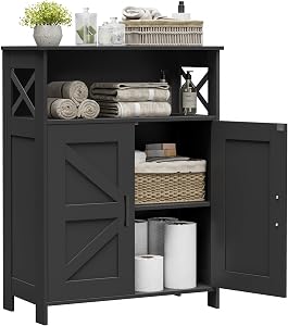 Homhedy Farmhouse Bathroom Storage Cabinet with 2 Doors, Toilet Paper Cabinet with Adjusta