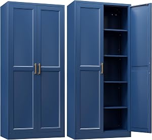 SteeLoong Kitchen Pantry Cabinet,71” Metal Pantry Storage Cabinets with Doors and 4 Adjust