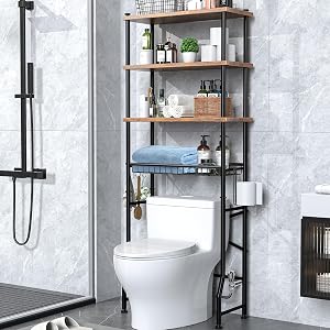 Over-The-Toilet Storage Shelves, 4-Tier Bathroom Organizer Shelf Over Toilet with Adjustab