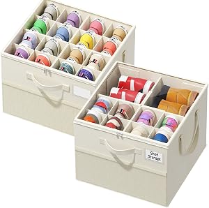 NestOrganix 2 Pack Shoe Organizer for Closet, Large Shoe Box Storage Containers, Foldable