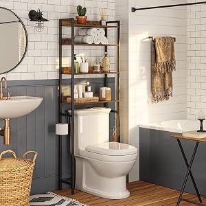 MAHANCRIS Over The Toilet Storage, 4-Tier Bathroom Organizer Shelf, Freestanding Toilet St