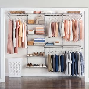 Rubbermaid Configurations Deluxe Custom Closet Kit 4-8 Ft. Adjustable Metal Wire Shelving 